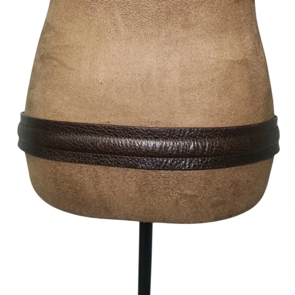 Francesco Biasia Italy Brown Pebbled Leather Hip Belt Brass Buckle O Ring Sz M